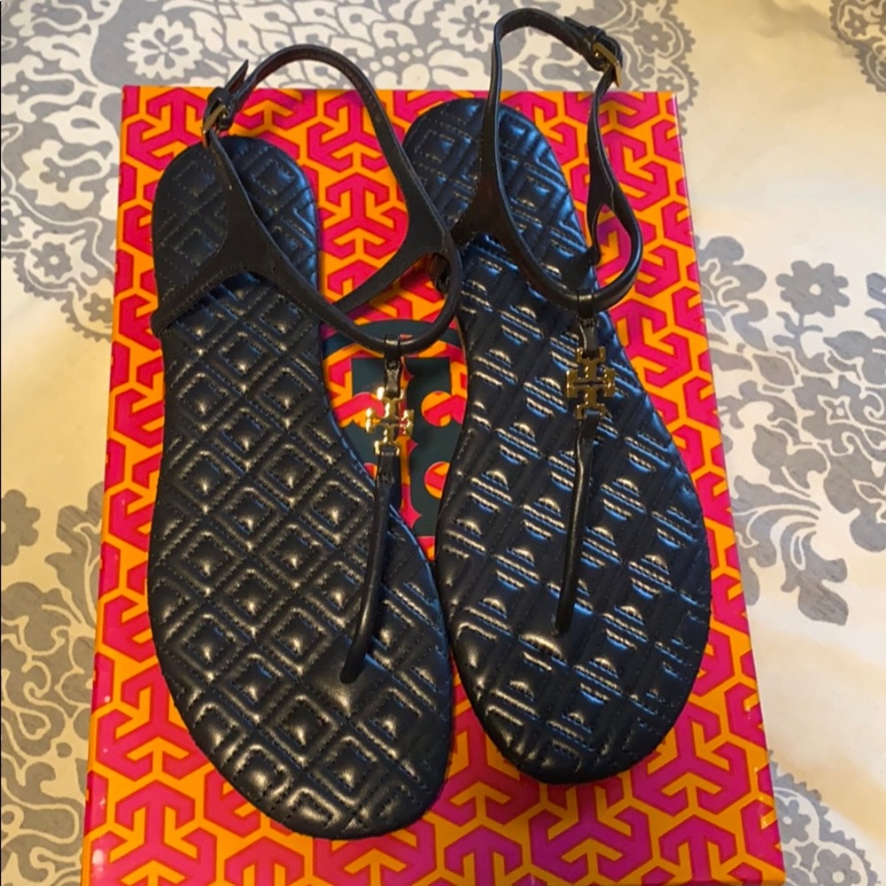 Tory Burch Marion quilted sandal navy 8